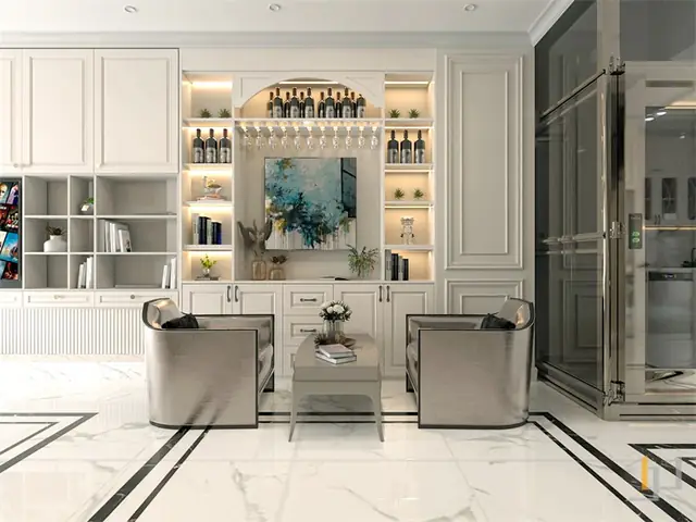 Phối cảnh nội thất của toàn bộ tầng trệt nhà phố Phối cảnh nội thất của toàn bộ tầng trệt nhà phố