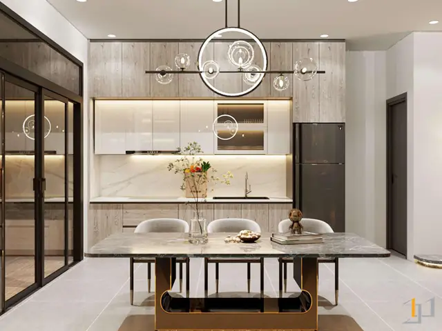 3.2 Nội thất phòng bếp kết hợp phòng ăn tiện nghi 3.2 Nội thất phòng bếp kết hợp phòng ăn tiện nghi