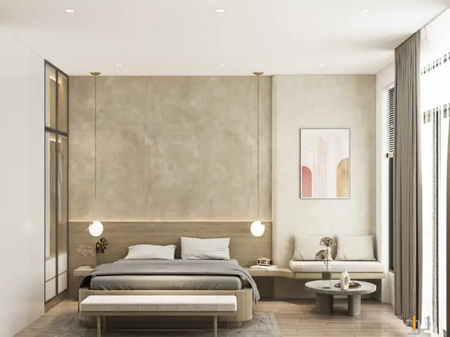3.3 Nội thất phòng ngủ ông bà trong nhà phố 6x10m 3.3 Nội thất phòng ngủ ông bà trong nhà phố 6x10m