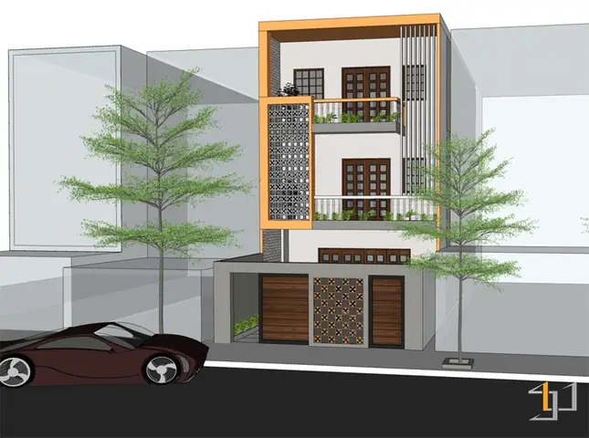2.1 Phối cảnh mặt tiền nhà phố 6x10m 3 tầng 2.1 Phối cảnh mặt tiền nhà phố 6x10m 3 tầng