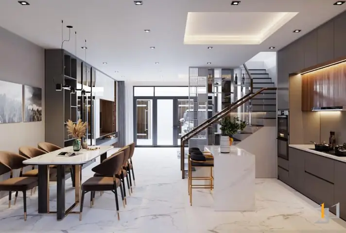 2.2 Mặt bằng và phối cảnh nội thất tầng trệt 2.2 Mặt bằng và phối cảnh nội thất tầng trệt