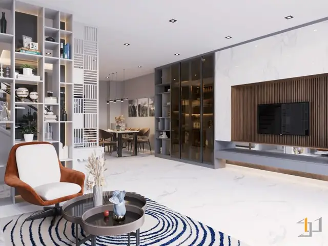 2.2 Mặt bằng và phối cảnh nội thất tầng trệt 2.2 Mặt bằng và phối cảnh nội thất tầng trệt