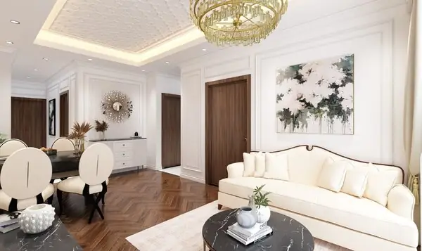 Mẫu nội thất nhà phố tân cổ điển thời thượng 90m2