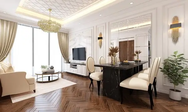 Mẫu nội thất nhà phố tân cổ điển thời thượng 90m2