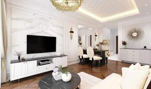 Mẫu nội thất nhà phố tân cổ điển thời thượng 90m2