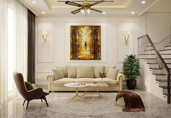 Họa tiết hoa văn trong thiết kế nội thất nhà phố tân cổ điển