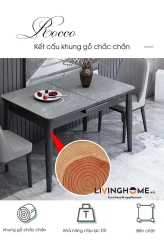 Đặc điểm nổi bật của Bàn ăn thông minh mặt đá phiến Rocco