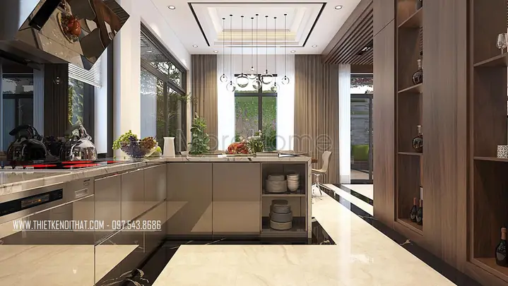 1.Tủ bếp gỗ công nghiệp: