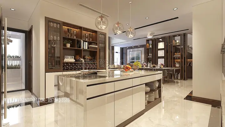 1.Tủ bếp gỗ công nghiệp:
