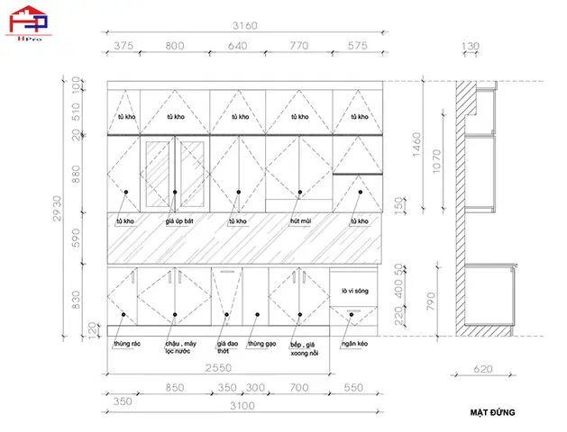 2. Ý tưởng thiết kế tủ bếp gỗ acrylic TBAC125 nhà anh Hùng hiện đại, tiện nghi. 2. Ý tưởng thiết kế tủ bếp gỗ acrylic TBAC125 nhà anh Hùng hiện đại, tiện nghi.