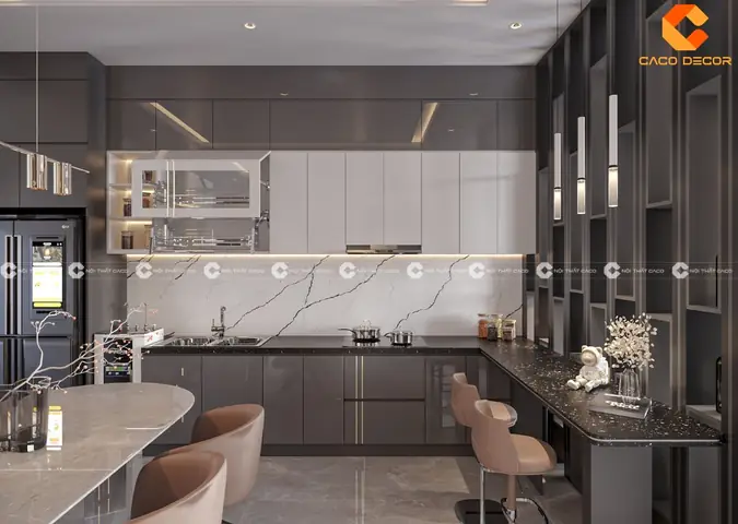 Nội thất nhà bếp gỗ công nghiệp hiện đại sang trọng