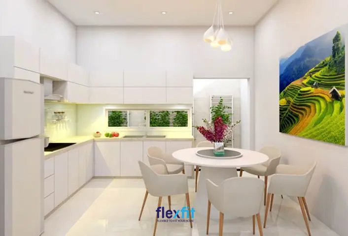 Thiết kế không gian phòng bếp nhà ống tích hợp phòng ăn Thiết kế không gian phòng bếp nhà ống tích hợp phòng ăn