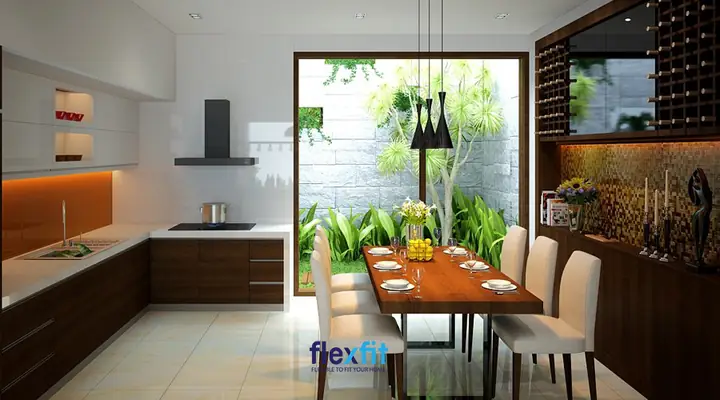 Thiết kế phòng bếp kết nối với không gian giếng trời Thiết kế phòng bếp kết nối với không gian giếng trời