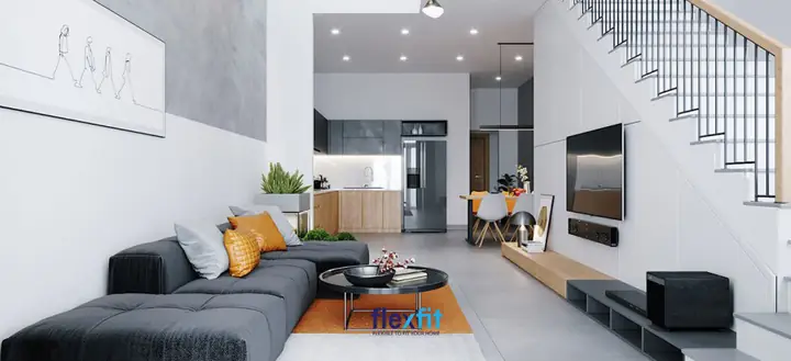 Thiết kế không gian phòng bếp nhà ống liền phòng khách Thiết kế không gian phòng bếp nhà ống liền phòng khách