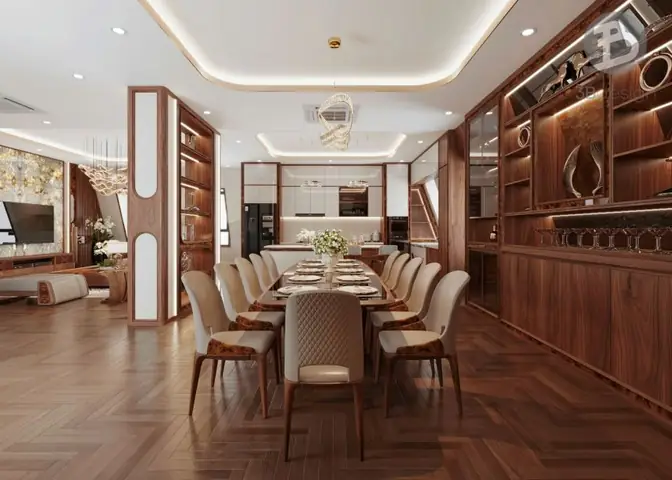 Bếp Biệt Thự Gỗ Óc Chó