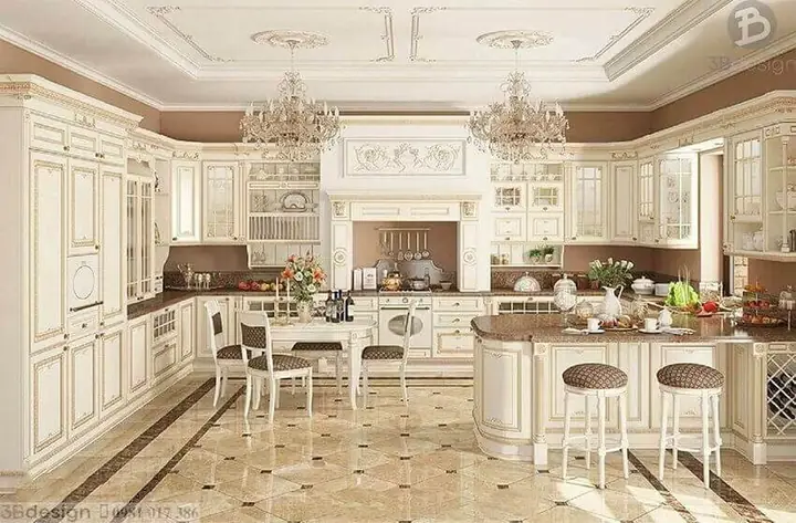 Mẫu Thiết Kế Phòng Bếp Với Nội Thất Tân Cổ Điển