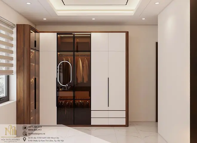 2. Ý tưởng thiết kế, bố trí sắp xếp nội thất phòng ngủ 20m2 cho nha anh Giang 2. Ý tưởng thiết kế, bố trí sắp xếp nội thất phòng ngủ 20m2 cho nha anh Giang