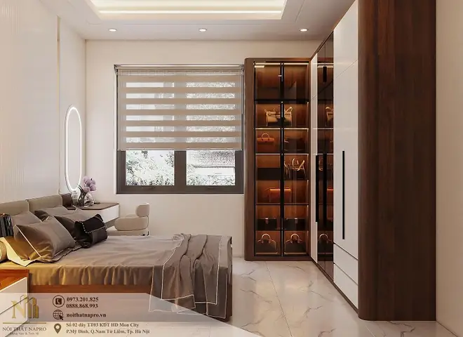2. Ý tưởng thiết kế, bố trí sắp xếp nội thất phòng ngủ 20m2 cho nha anh Giang 2. Ý tưởng thiết kế, bố trí sắp xếp nội thất phòng ngủ 20m2 cho nha anh Giang