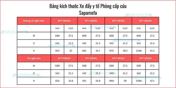 Bảng kích thước: