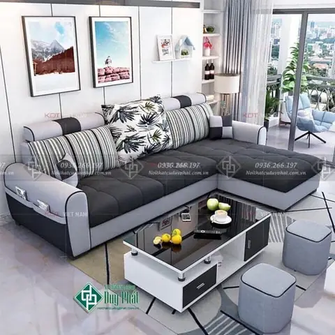 Bộ sofa góc bọc nỉ Bộ sofa góc bọc nỉ