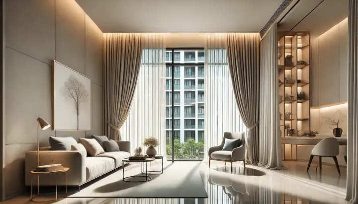 2.5 Sử dụng rèm cửa cho phòng khách chung cư