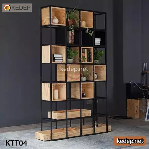 Kệ trang trí sắt gỗ KTT01