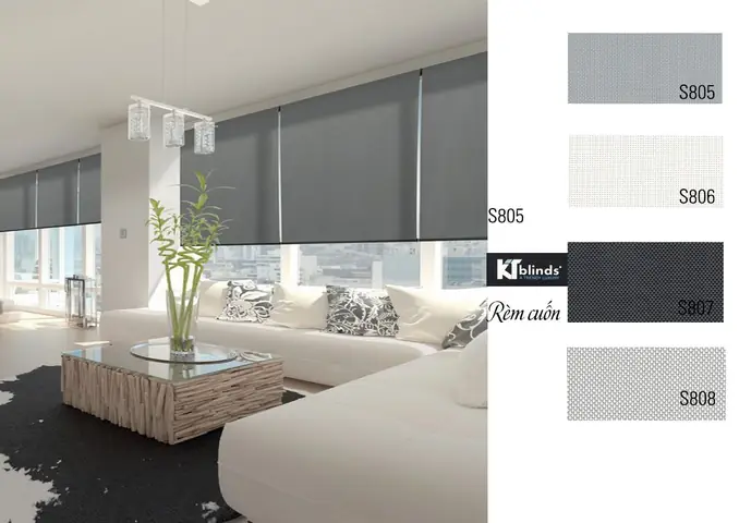 nội thất phòng khách đẹp với rèm cuốn