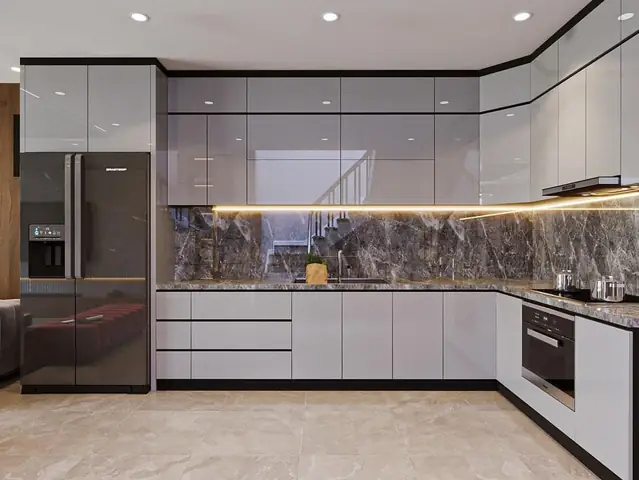 Tủ bếp inox cánh Acrylic Tủ bếp inox cánh Acrylic