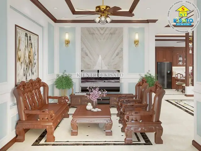 Mẫu nội thất phòng khách phòng bếp đẹp