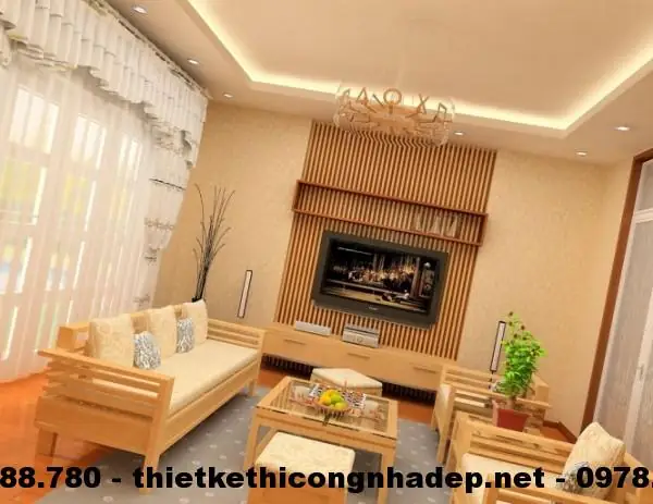 Phòng khách với tông màu ấm áp