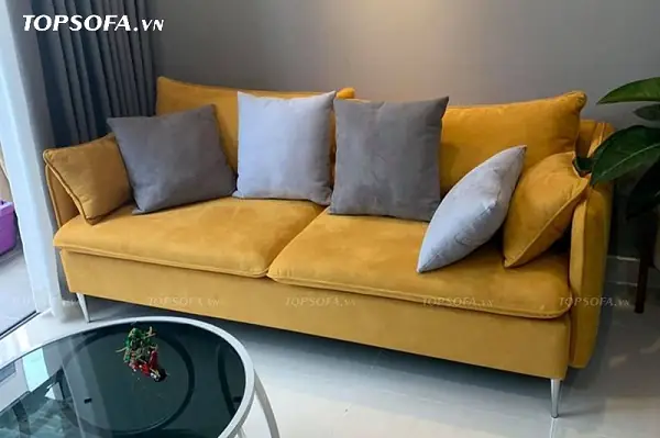 Sofa Văng Màu Vàng Chất Liệu Vải Phong Cách Bắc Âu Ts314
