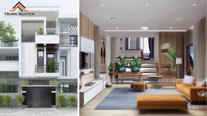 Mẫu nhà lệch tầng đẹp 5m thiết kế ấn tượng