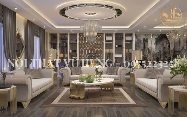 Thiết kế trần thạch cao phòng khách giật cấp