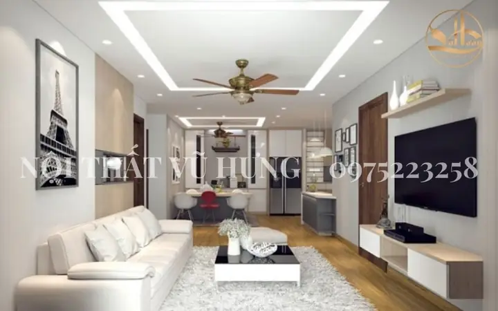 Thiết kế trần thạch cao phòng khách giật cấp