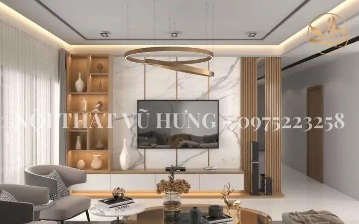 Mẫu trần thạch cao phòng khách phẳng