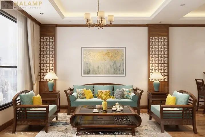 THIẾT KẾ NỘI THẤT PHÒNG KHÁCH THEO PHONG CÁCH VIỆT TRUYỀN THỐNG