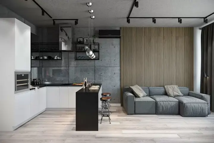 Thiết kế vách ngăn cho phòng khách và phòng bếp