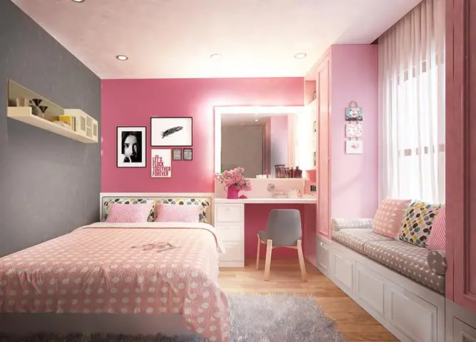 Mẫu 2: Thiết kế phòng ngủ 11m2 cho bé gái