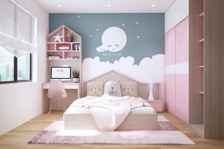 Mẫu 2: Thiết kế phòng ngủ 11m2 cho bé gái