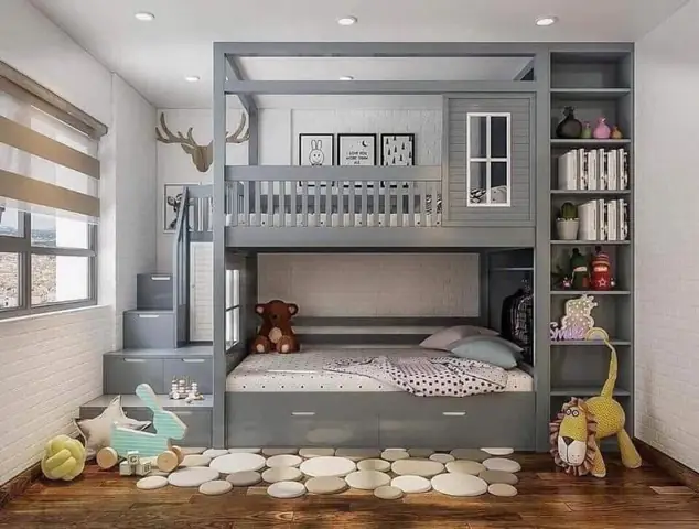 Mẫu 4: Thiết kế phòng ngủ 11m2 giường tầng