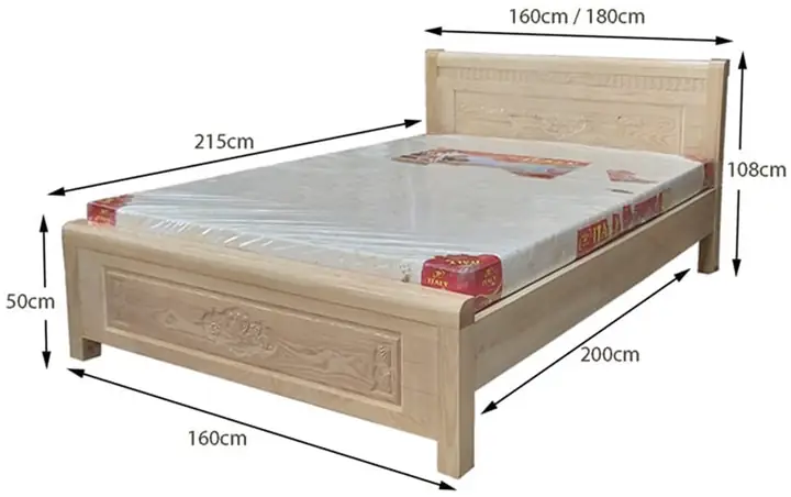 3. Kích thước giường gỗ xoan đào phổ biến hiện nay