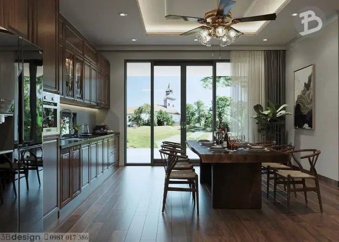 Thiết kế nội thất phòng khách bếp