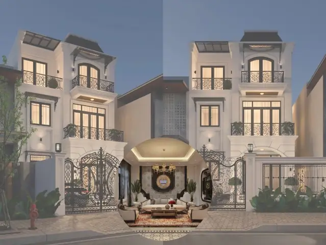 Biệt thự 3 tầng nội thất Indochine