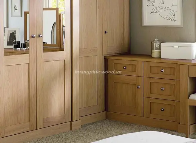 Nội thất phòng ngủ gỗ Sồi (Oak) Bắc Mỹ sơn màu tự nhiên – BSR 2