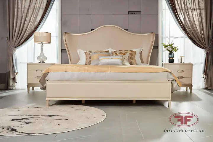 Chi tiết Giường ngủ hiện đại luxury thiết kế dáng cong điệu đà A8802: