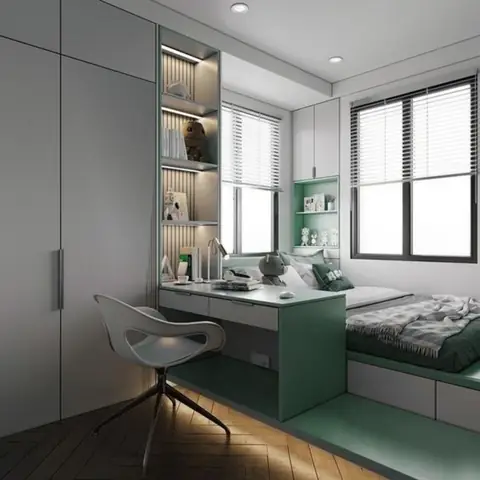 Bố trí lắp đặt nội thất âm tường cho phòng 6m2