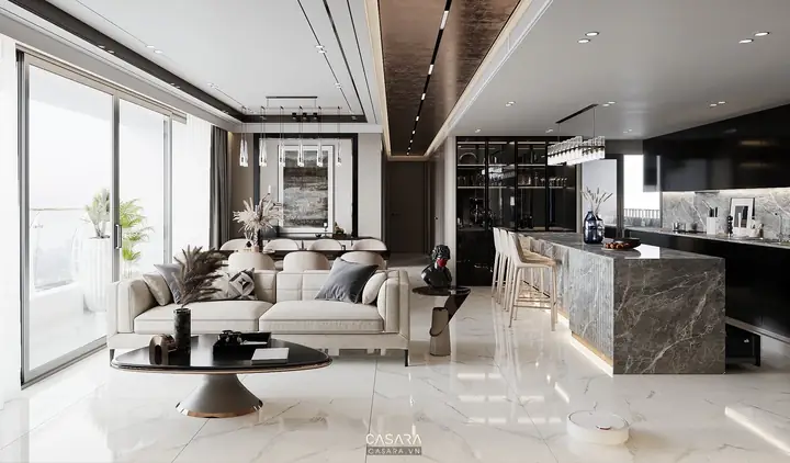 2. Phá bỏ bố cục ngăn chia nhỏ, mở rộng không gian đón sáng 2. Phá bỏ bố cục ngăn chia nhỏ, mở rộng không gian đón sáng