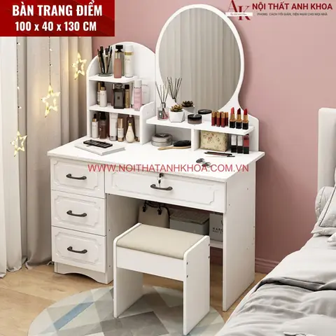 Bàn trang điểm màu trắng gỗ công nghiệp đẹp hiện đại Bàn trang điểm màu trắng gỗ công nghiệp đẹp hiện đại