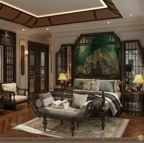 Mẫu thiết kế phòng ngủ phong cách Indochine