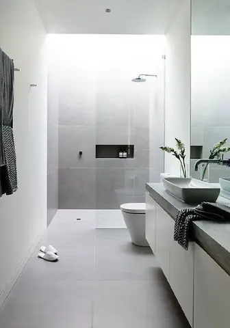 Các Gam Màu Sáng Luôn Nên Được Sử Dụng Trong Nội Thất Phòng Tắm Nhà Ống Vì Nó Tạo Ảo Giác Không Gian Các Gam Màu Sáng Luôn Nên Được Sử Dụng Trong Nội Thất Phòng Tắm Nhà Ống Vì Nó Tạo Ảo Giác Không Gian